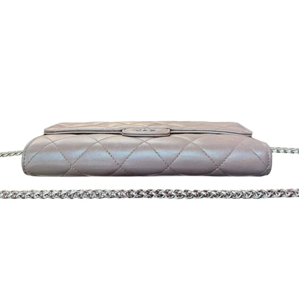 CHANEL Taupe Lambskin SHW Classic Flap Trifold Wallet